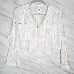 BDG Stripe Button Down Crop Small